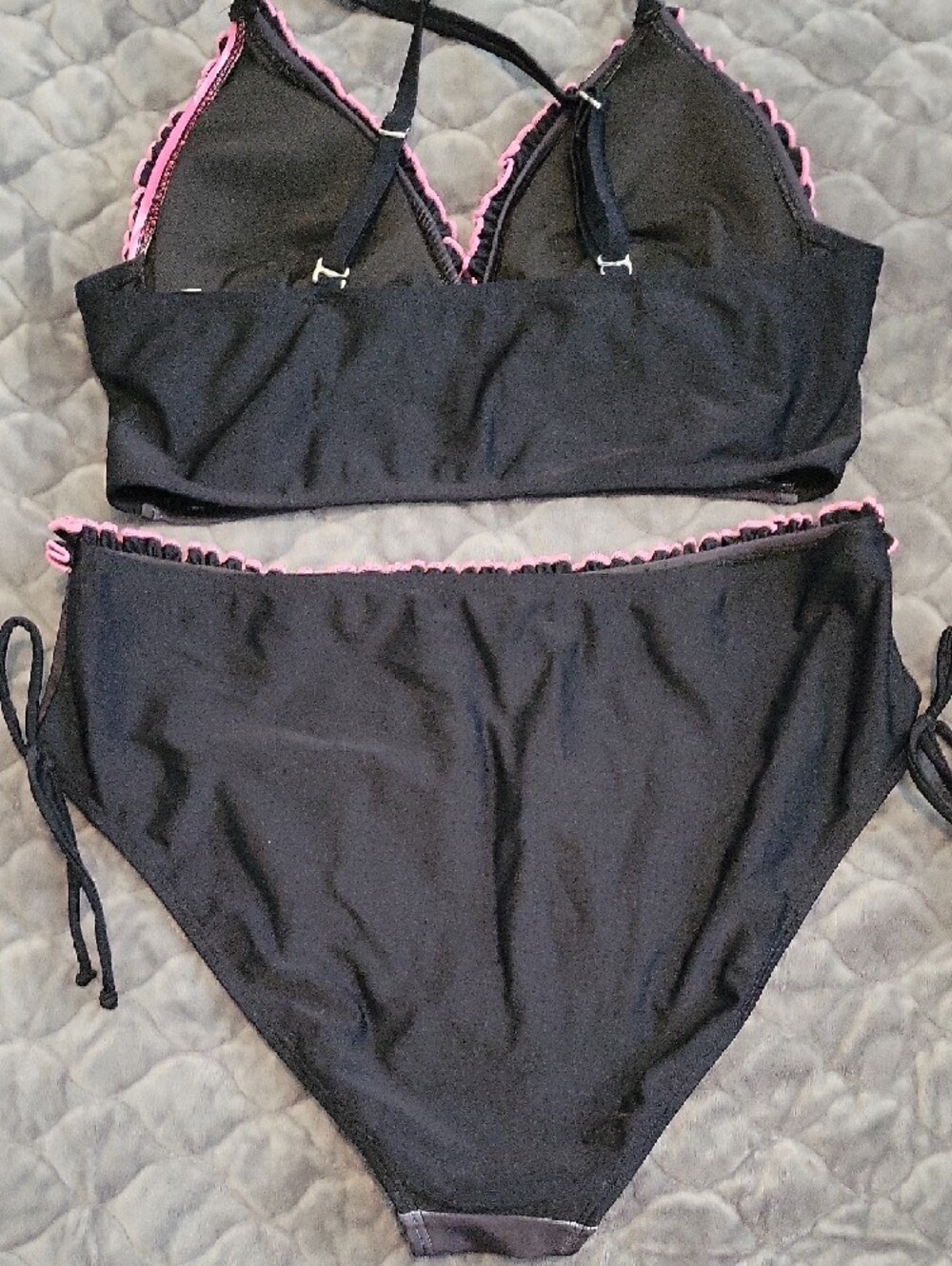 Modlily Black & Pink Floral Ruffle Bikini Set - Women Swim- L- NEVER WORN - Picture 8 of 9